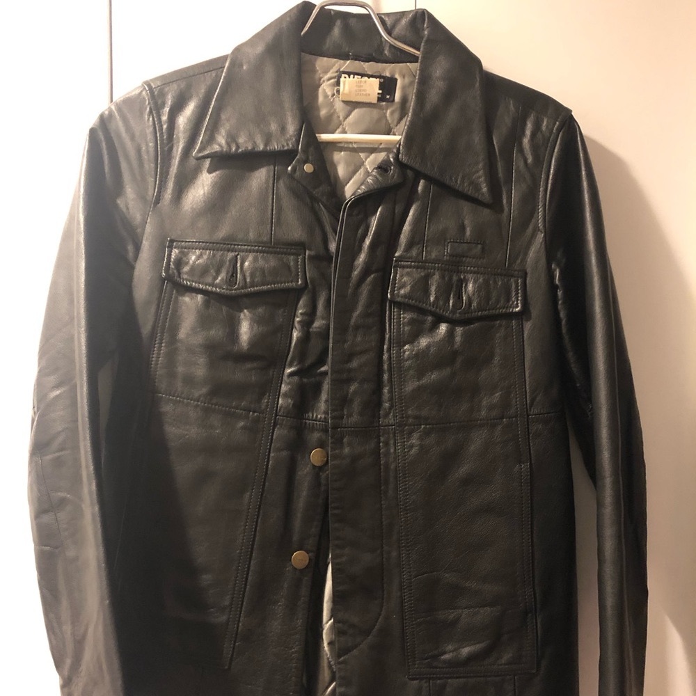 Diesel Leather Jacket, Black, Size Medium